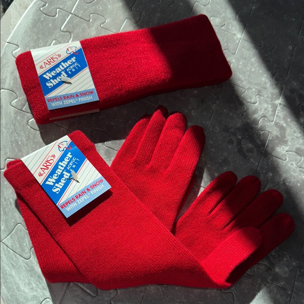 Aris Weather Shed Acrylic Knit Gloves‎ And Headband Set